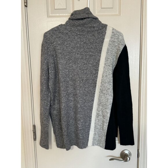 ATHLETA Transit Colorblock Merino Knit Wool Turtleneck Hi Low Sweater Small /L1 - Picture 6 of 8